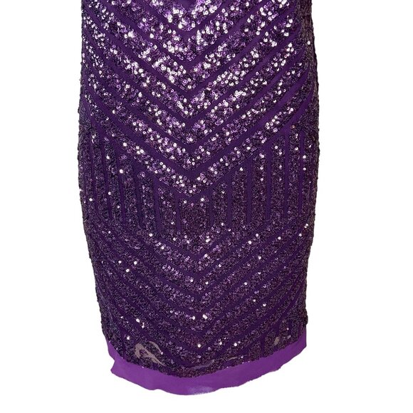 Vince Camuto Cap Sleeve Burgundy Purple Chevron Sequined Shift Dress Sz 10 NWT - Picture 4 of 11